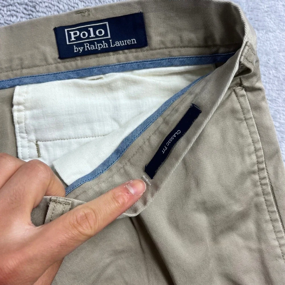 Polo Ralph Lauren Mens 42 Tan Khaki Pleated Classic Fit Cotton Twill Shorts
